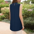 thumbnail image 3 of Women’s Tank Tops for Summer Casual Sleeveless Crew Neck Irregular Fit Slim Solid Color Tank Tops for Going Out Navy M, 3 of 5