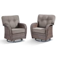 thumbnail image 3 of POCASSY Swivel Patio Chairs Set of 2, Wide Backrest Outdoor Swivel Glider Rocking Chairs with All Weather Brown Wicker with Comfort 5" Thick Cushion for Porch Balcony, Gray Cushion, 3 of 11