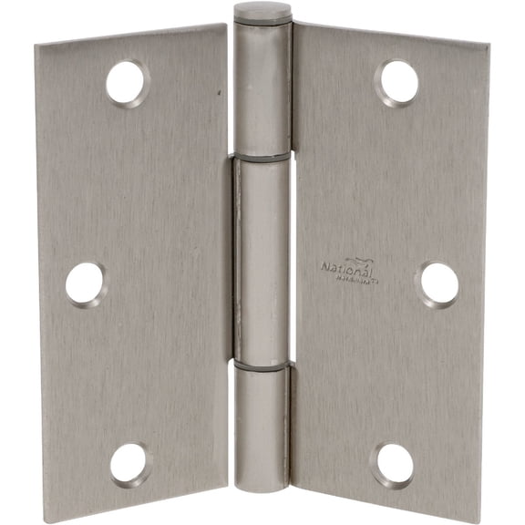 National Hardware Squeak Guard Hinges Square Corner 3-Pack in Satin Nickel