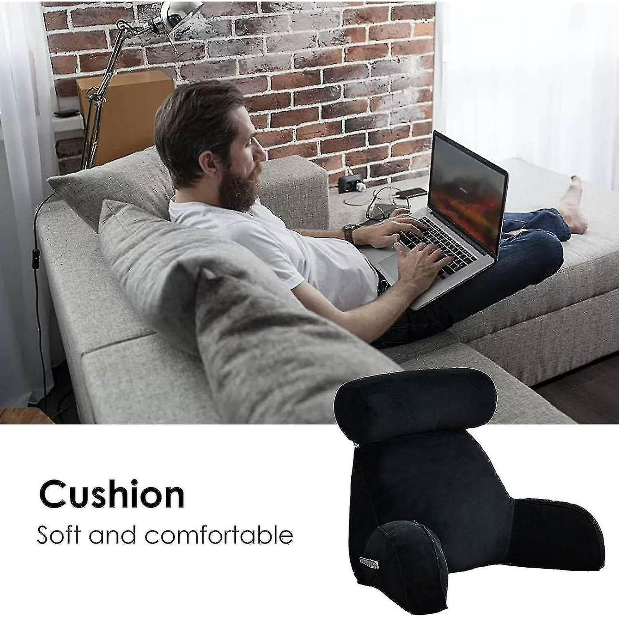 Youyou Yky Reading Pillow Backrest Pillow back Rest Pillow For Sitting In Bed large Adult Backrest With Arms side Pockets Detachable Neck Roll For R