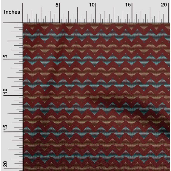 oneOone Cotton Poplin Fabric Chevron Block Print Fabric BTY 42 Inch Wide