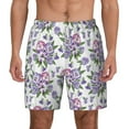 thumbnail image 3 of Uemuo Violets Flowers Pattern Mens Swim Trunks Quick Dry Board Shorts with Mesh Lining, Stretch Beach Shorts Quick Dry No-Chafing Board Shorts-Medium, 3 of 9