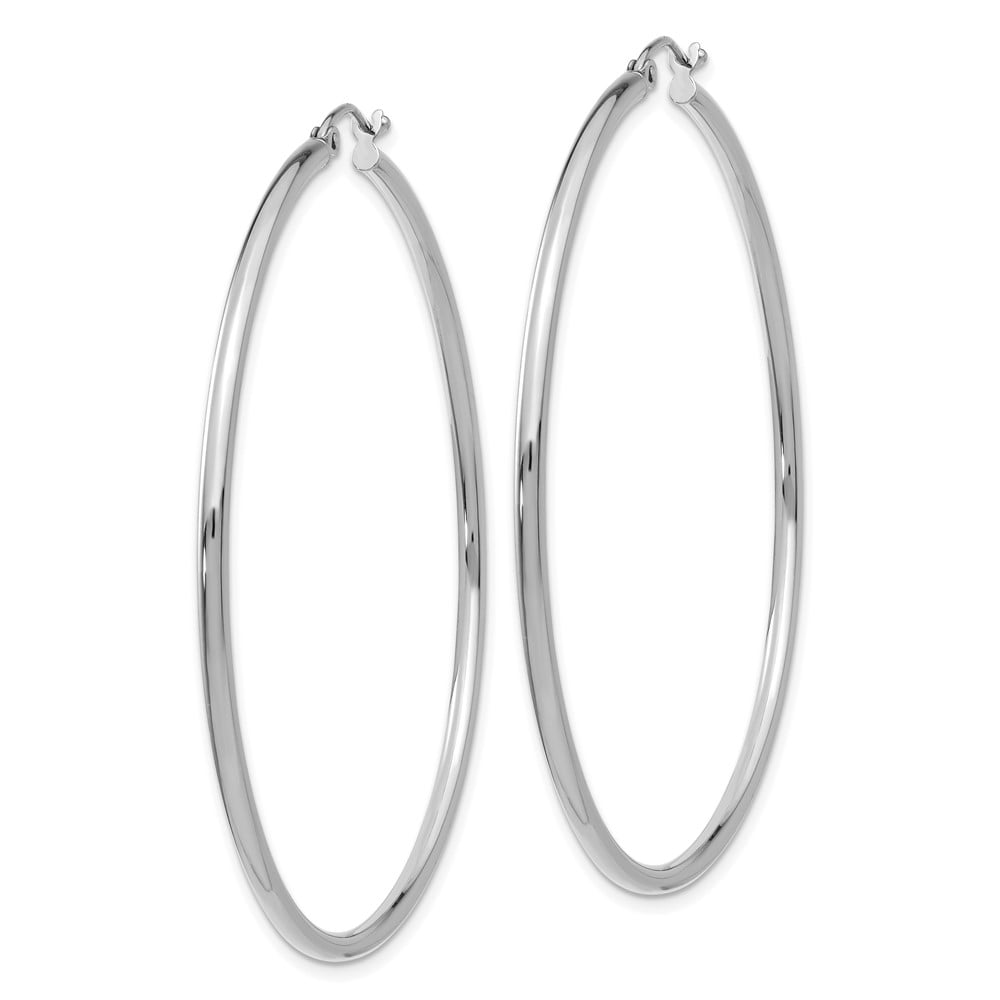 Primal Gold 10 Karat White Gold 2mm Tube Hoop Earrings