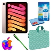 Apple iPad Mini 6 (2021, 256GB, Wi-Fi, Pink) (MLWR3LL/A) Bundle with Mint Moroccan Zipper Sleeve + Screen Cleaning Kit