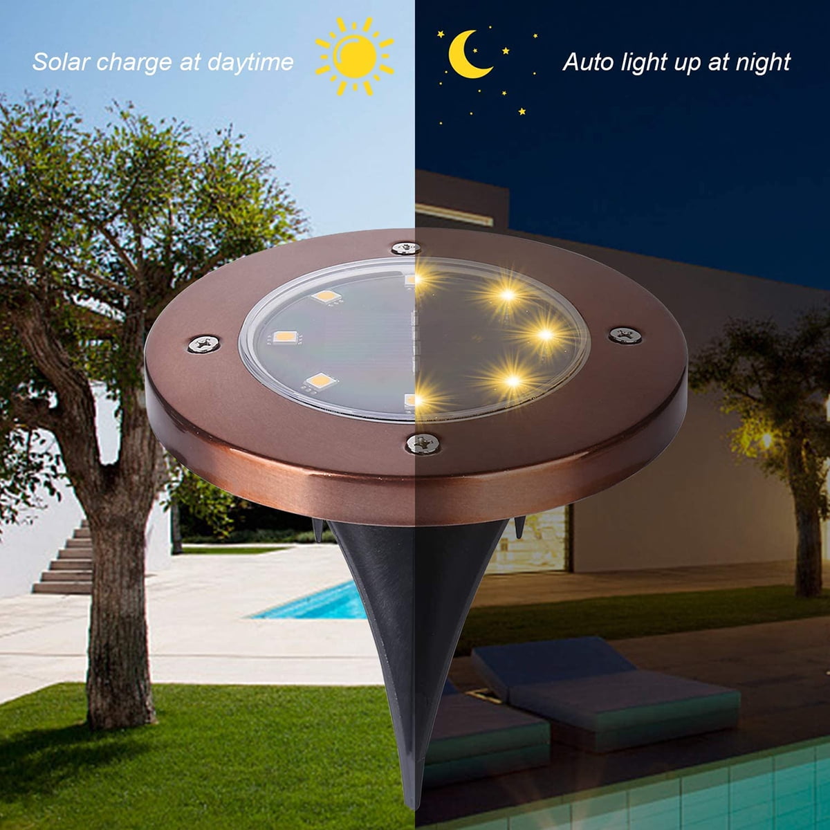 Solar Ground Lights, Garden Pathway Outdoor Waterproof InGround Lights