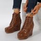 thumbnail image 3 of NECHOLOGY Botas Mujer Adulto Femenino Zapatos Botines mujer Botas de suela gruesa con tacón de cuña y cordones de piedra sólida versátiles para mujer (Brown, 6.5), 3 of 7