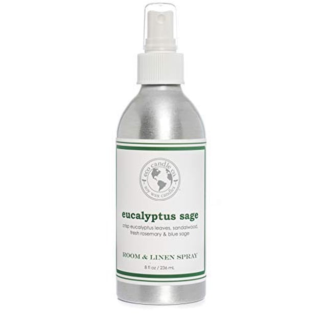 Eco Candle Co. Room & Linen Spray, Eucalyptus Sage, 8 oz. - Scents Of Eucalyptus, Sandalwood, Rosemary, & Sage - Recycled Aluminum Bottle, No Propellents, Pump Top, All Natural Ingredients