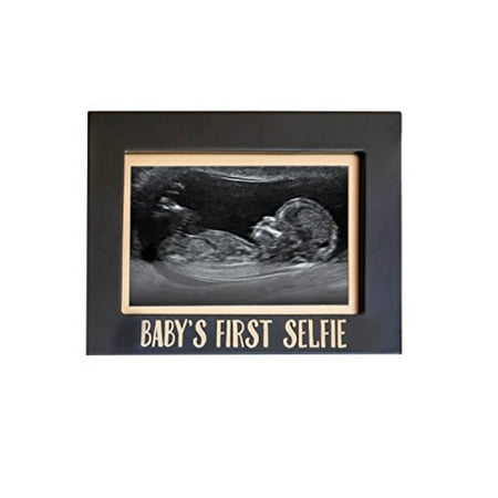 Pearhead Baby's First Selfie Keepsake Sonogram Photo Frame, Black/Gold