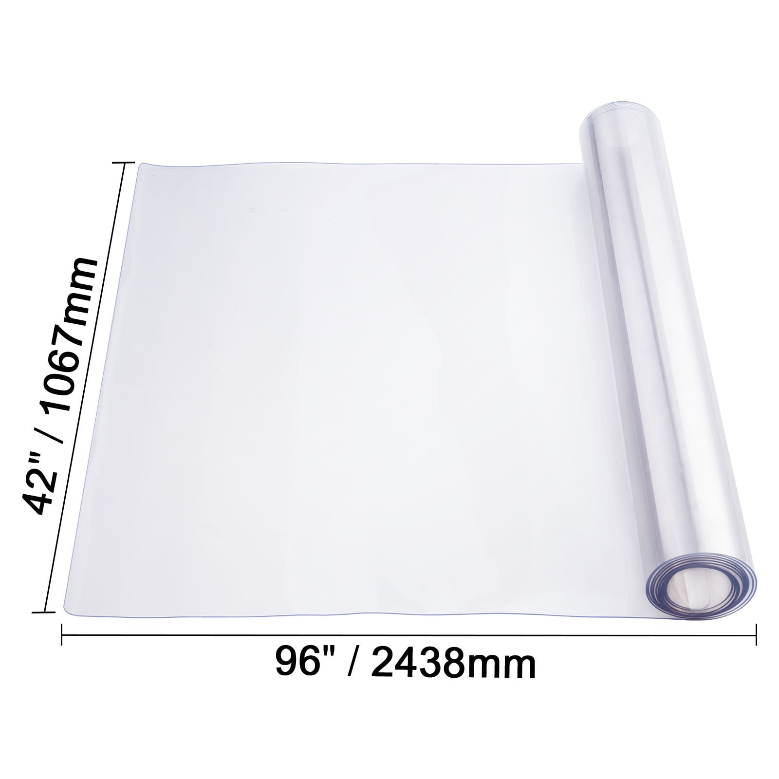 VEVOR Plastic Table Cover, 42 x 96 Inch 1.5 mm Thick Clear Table Protector, Rectangle PVC Desk Mat, Waterproof & Easy Cleaning Desk Pad Tablecloth, for Office Dresser Dining Room Table Night Stand