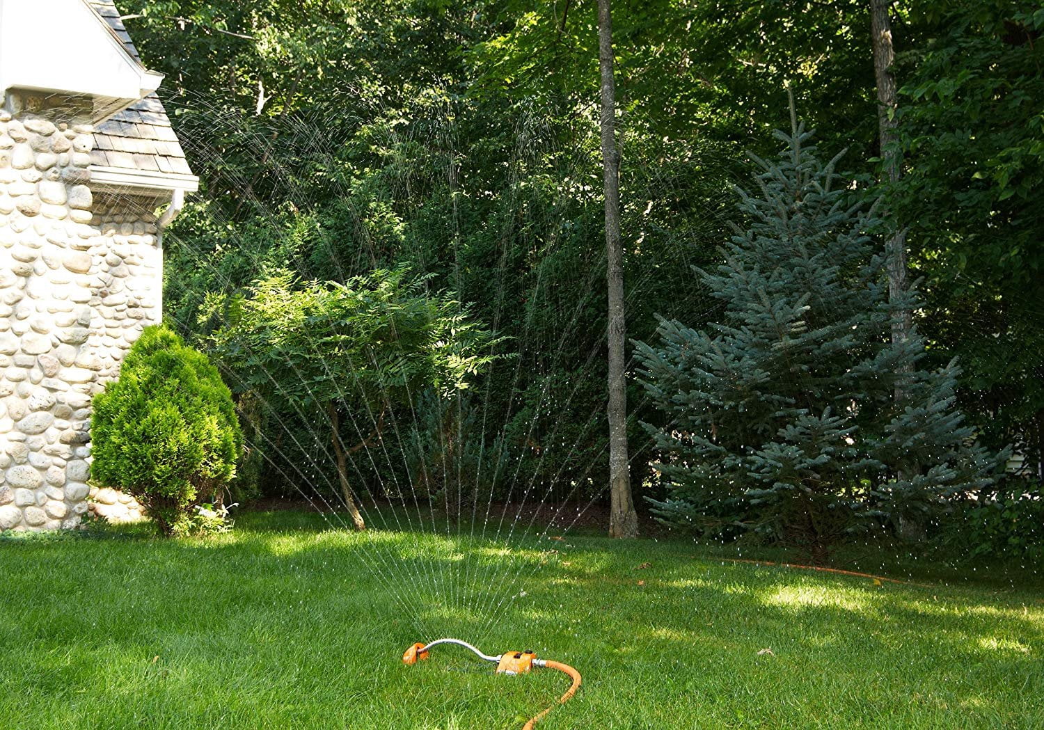 Dramm ColorStorm Heavy-Duty Metal 3000 Sq. Ft. Blue Oscillating Sprinkler — Garden & Landscape Use, Standard Connection