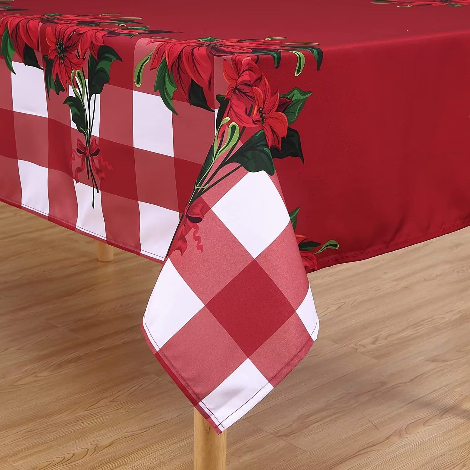GlowSol Holiday Christmas Tablecloth 60x102 inches Red White Plaid