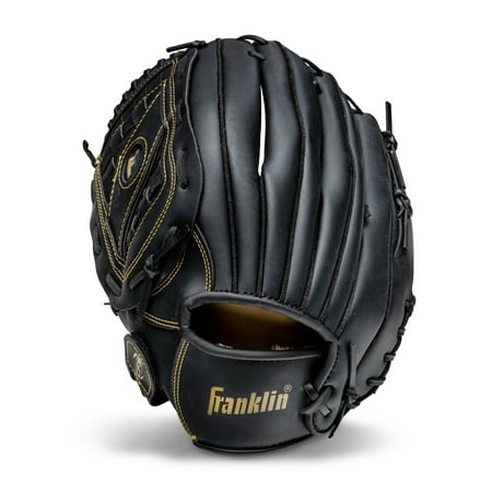 Franklin Sports Field Master Baseball + Softball Glove - Adult + Youth Mitt - 14" Lefty - Black/Gold
