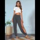 thumbnail image 5 of Pantalones Harén con Abertura Alta para Mujer, Pantalones Harén Hippies. Gris Oscuro XL, 5 of 7