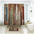 thumbnail image 3 of Wooden Brown Shower Curtain Metal Hooks 12 Pack Farmhouse Wood Rustic Planks Barn Antique Red Blue Grey Grunge Lodge Hardwood Decor Fabric Bathroom Waterproof 72Wx72H Inch, 3 of 5