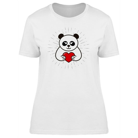 Panda Bear Holding Heart T-Shirt Women -Image by Shutterstock, Female Small