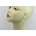 thumbnail image 5 of Sterling Silver Simulated Aqua Blue Aquamarine Earrings Long Narrow Faceted Teardrops Drops 2 Inch for Adult Women, 5 of 5