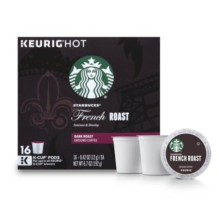 Starbucks French Roast Dark Roast Single Cup Coffee for Keurig Brewers, 1 Box of 16 (16 Total K-Cup Pods)