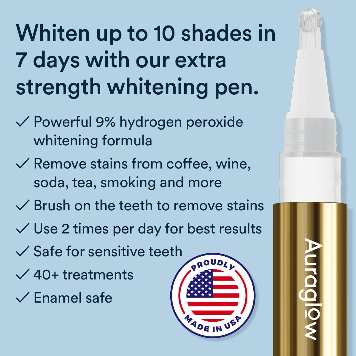Auraglow Extra Strength Teeth Whitening Pen, 9% Hydrogen Peroxide photo 3