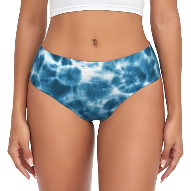 Fotbe Blue Tie Dye Calzones Estampados para Mujer – Ropa Interior de Algodón, Cómoda, Suave y Elástica-Large