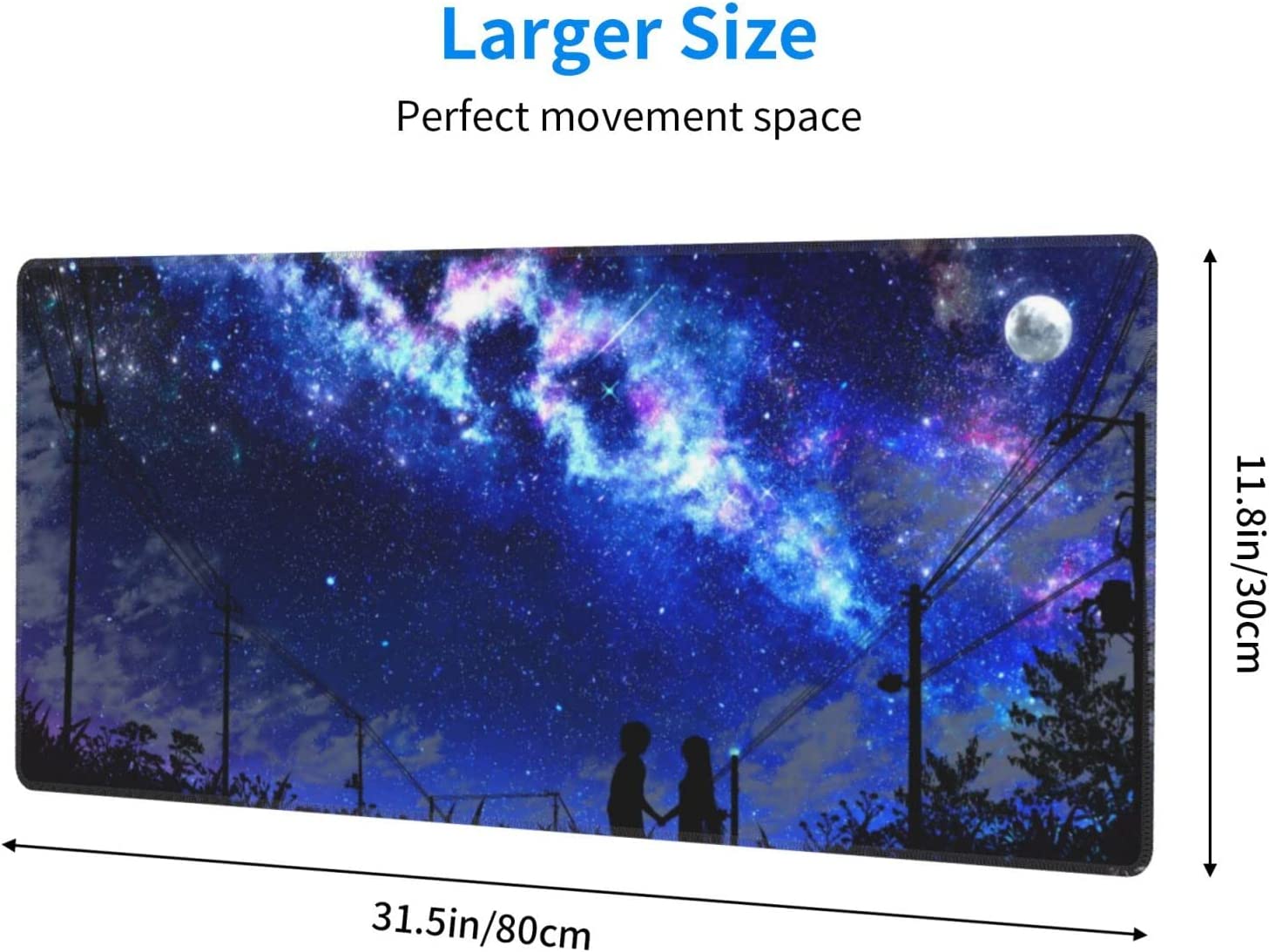 Large Mouse Pad, Purple Starry Sky -Functional Desk Pad with Stitched Edges, XXL Mouse Pad Large (31.5x11.8 Inch) w/ Brilliant Design, Desk Mat Keyboard Pad Non Slip Base Gaming Mousepad