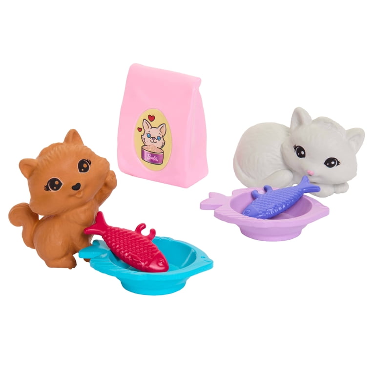 Barbie World Pet Paradise Kitty Playset with 9 Pieces Including 2
