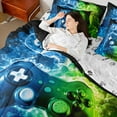 thumbnail image 4 of Castle Fairy Boys Gradient Gamer 7 Pieces Bedding Comforter Set,Video Game Full Bedding Set Lightweight,Blue Green Fitted Sheet Flat Sheet,Lightweight Room Decor, 4 of 8