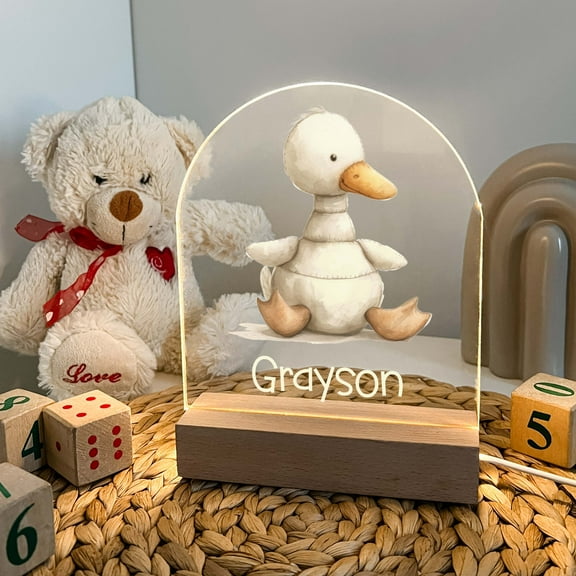 Personalized Baby Duck Duckling Night LED Lamp For Kids, Cute Baby Gift, Custom Girls, Boys Night Light, Nursery Decor, Night Light Gift