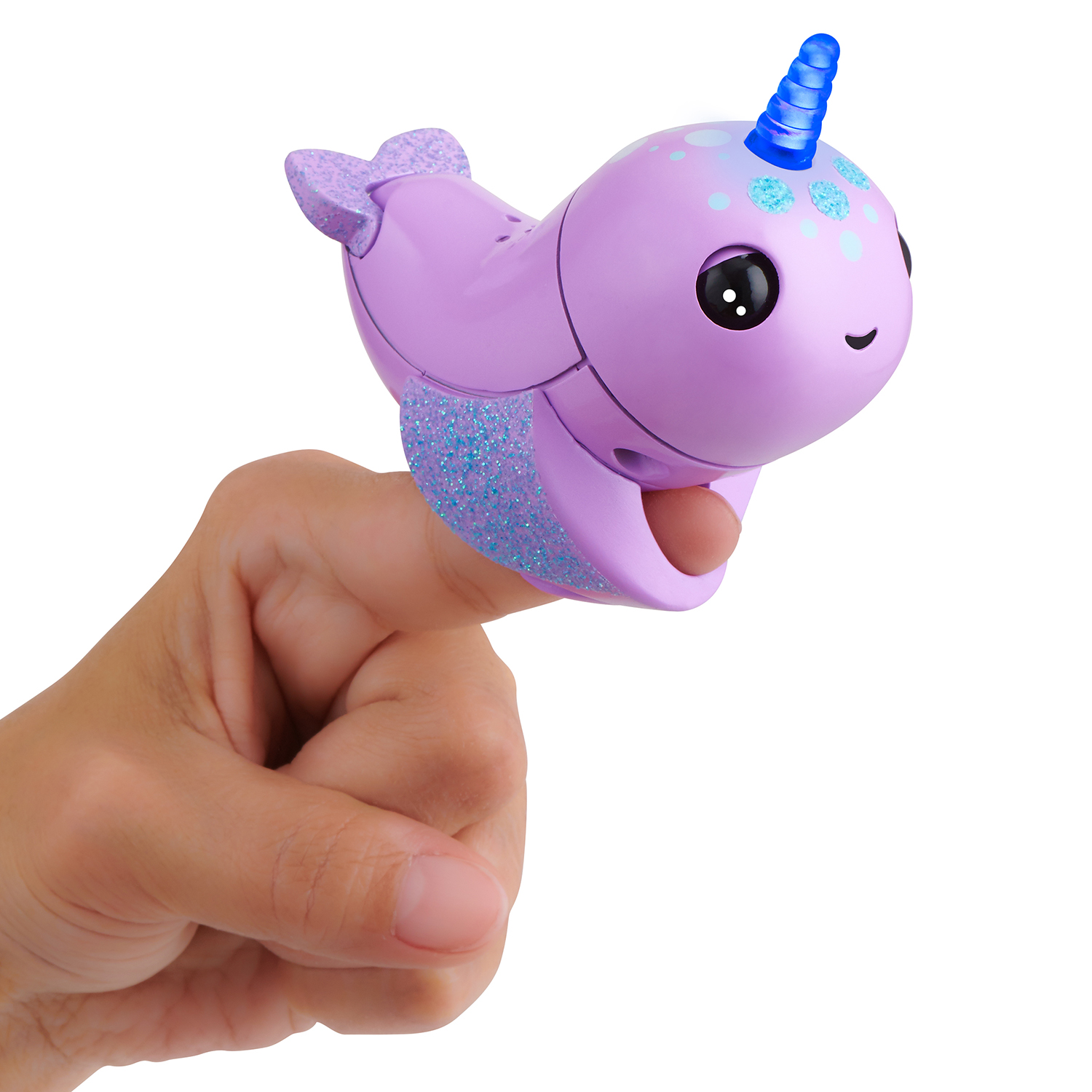 Fingerlings Light Up Narwhal - Nelly (Purple) - Friendly Interactive Toy by WowWee - image 3 of 10