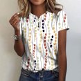 thumbnail image 2 of CEHVOM Femmes Mode Décontractée Chemises Imprimées Manches Courtes T-Shirt Ample Hauts Blouse à Col en V Liquidation, 2 of 5