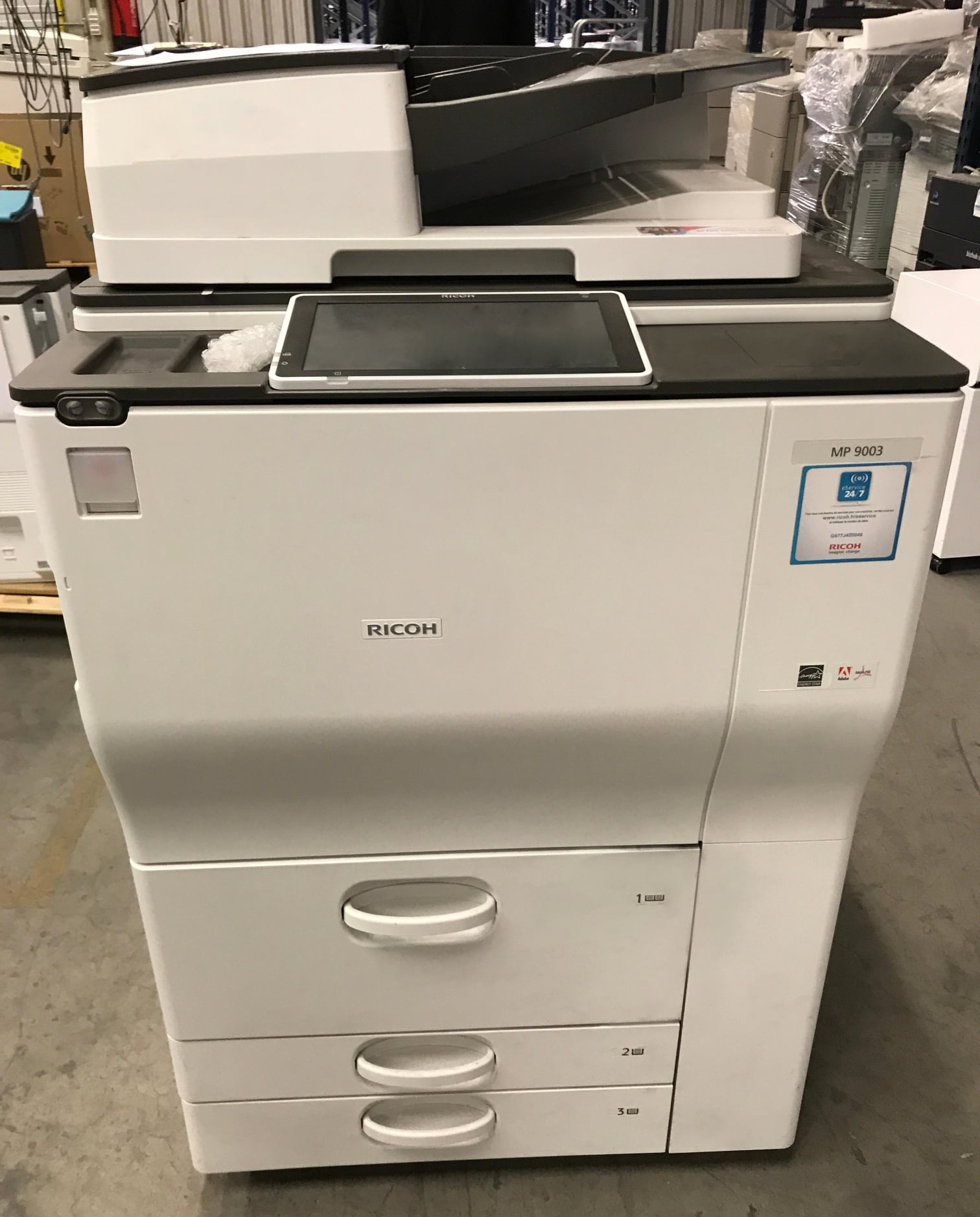 Refurbished Ricoh Aficio MP 9003 A3/A4 Monochrome Laser Multifunction Printer - 90ppm, Print, Scan, Copy, Auto Duplexing, Network, 2 Trays, High Capacity Tandem Tray