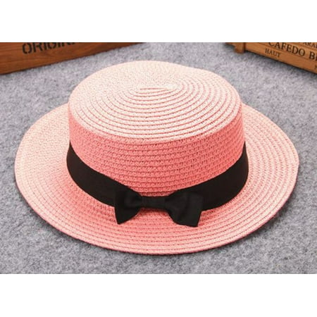 

Sehao Children Bowknot Breathable Straw Hat Boys Girls Cap Pink