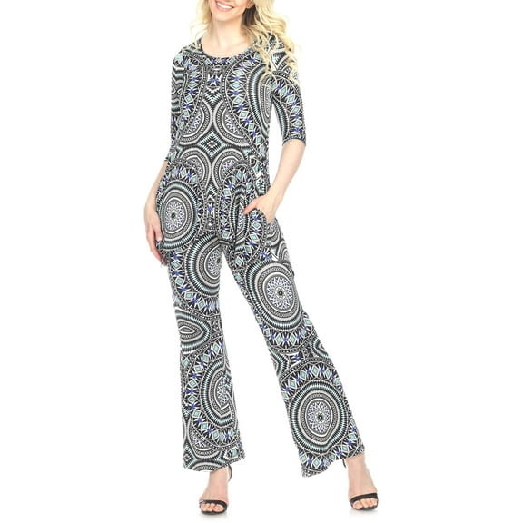 White Mark Women's 3/4 Sleeve Tunic and Palazzo Pant Set
