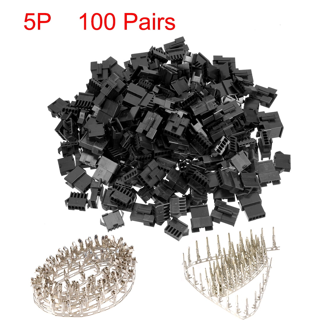100 Pairs 2.54mm 5 Pin Male Female JST-SM Housing Crimp Terminal Connector