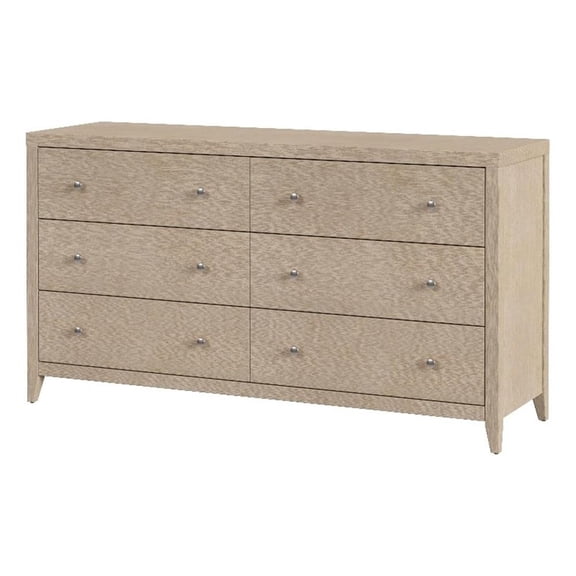 Beaumont Lane Mid-Century 60"W Rectangular Wood 6 Drawer Dresser in Taupe