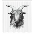 thumbnail image 3 of Ambesonne Goat Shower Curtain, Wild Ruminant Mammal Head, 69"Wx70"L, Black and White, 3 of 3