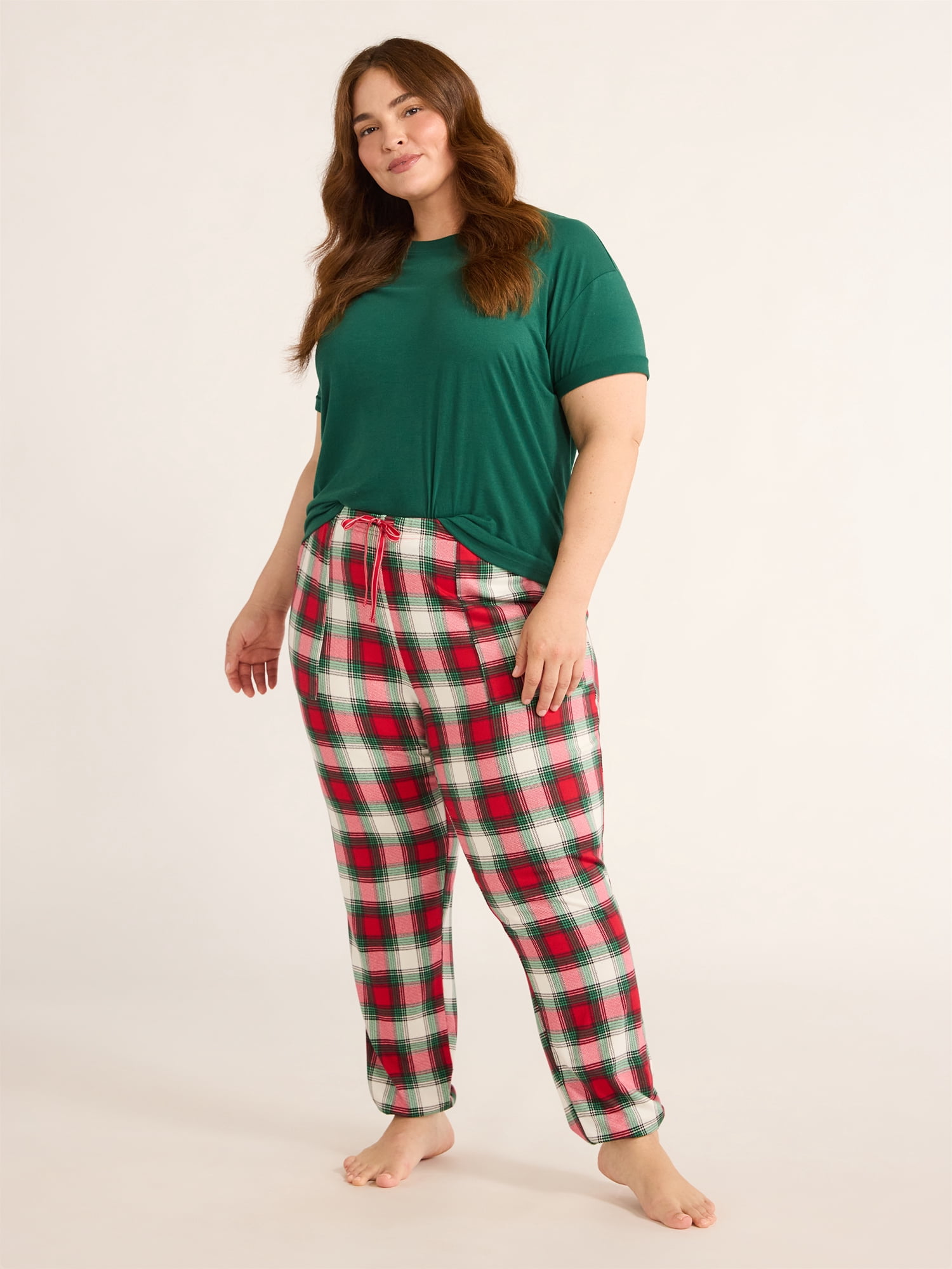 Joyspun Women's Hacci Knit Jogger Sleep Pants, 29” Inseam, Sizes XS to 3X