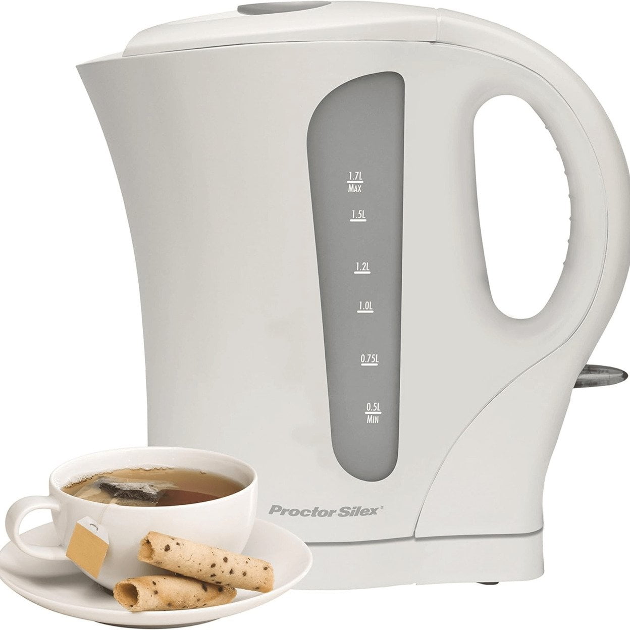 Proctor Silex 1.7 Liter Plastic Cordless Electric Kettle in White Walmart