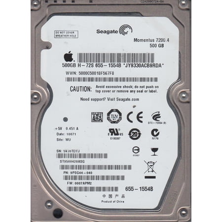 ST9500420ASG, 5VJ, WU, PN 9PSG44-040, FW 0007APM2, Seagate 500GB SATA 2.5 Hard Drive