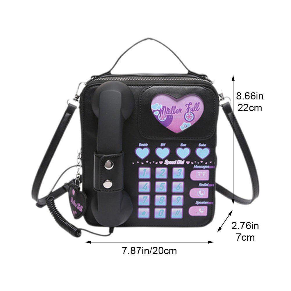 Jiibva Novelty Telephone Shaped Shoulder Bag Funny Retro Phone Design Crossbody Bag Personalized Handbags Purse for Women