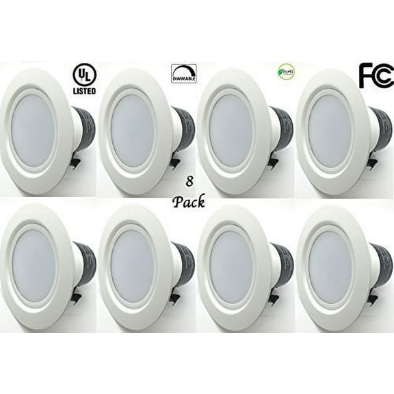 8 Pack Bioluz LED 12Watt 4-inch UL-listed Dimmable Retrofit LED Recessed Lighting Fixture - 2700K LED Ceiling Light - 850 LM Recessed Downlight (B409WW-8)
