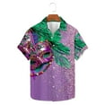 thumbnail image 6 of Feancey Sales Today Clearance Mens Hawaiian Beach Shirt Mask Printed Summer Casual Button Down Shirts Mardi Gras Short Sleeve Holiday Party Tops Carnival Themed Bowling Shirt Multicolor 4XL, 6 of 6