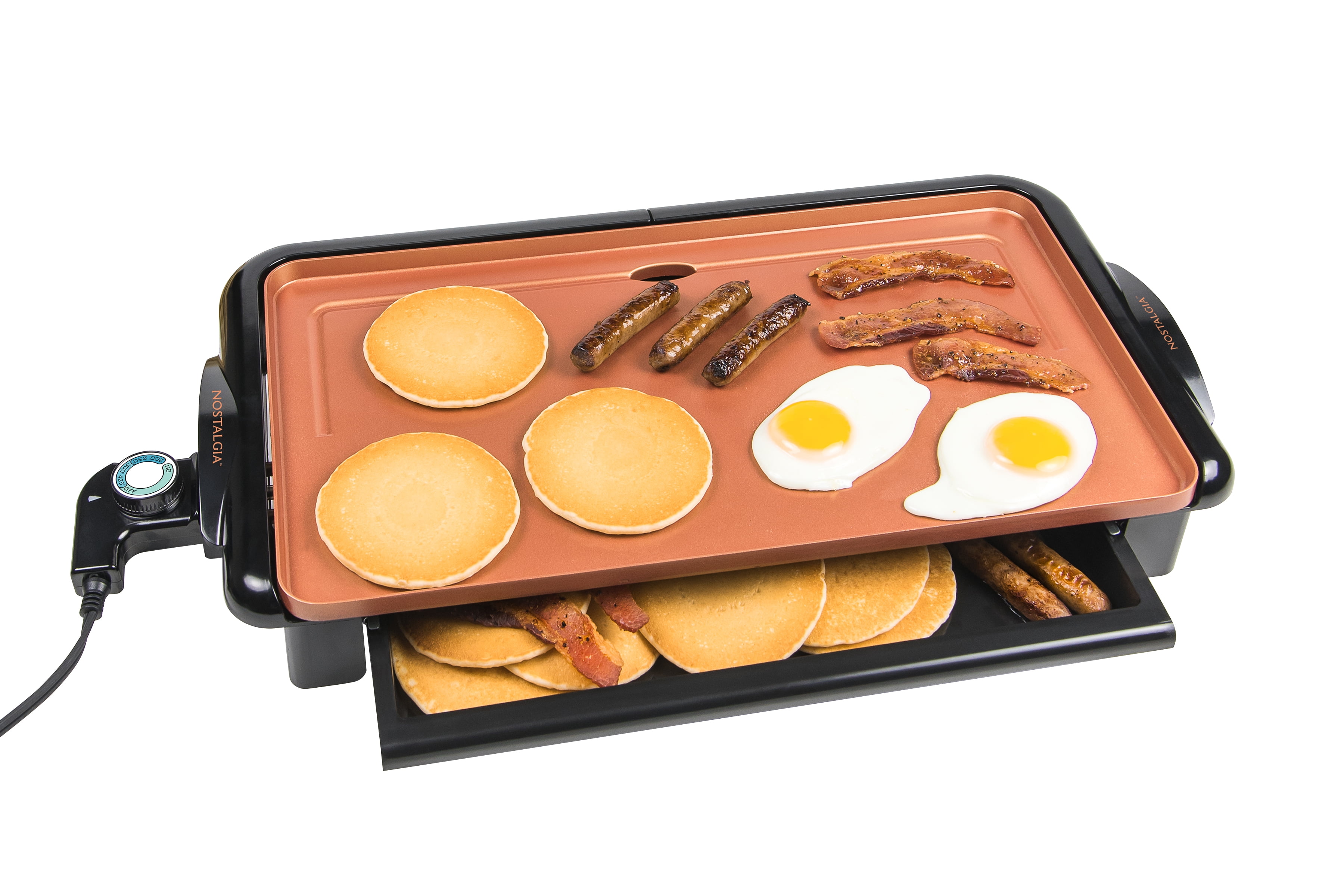 Nostalgia GD20C Nonstick Copper Griddle with Warming Drawer Walmart