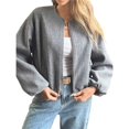 thumbnail image 1 of Chaquetas Abrigadas con Cremallera para Mujer, de Otoño e Invierno, de Larga, Informales, Holgadas y con Bolsillos. Gris Oscuro M, 1 of 7