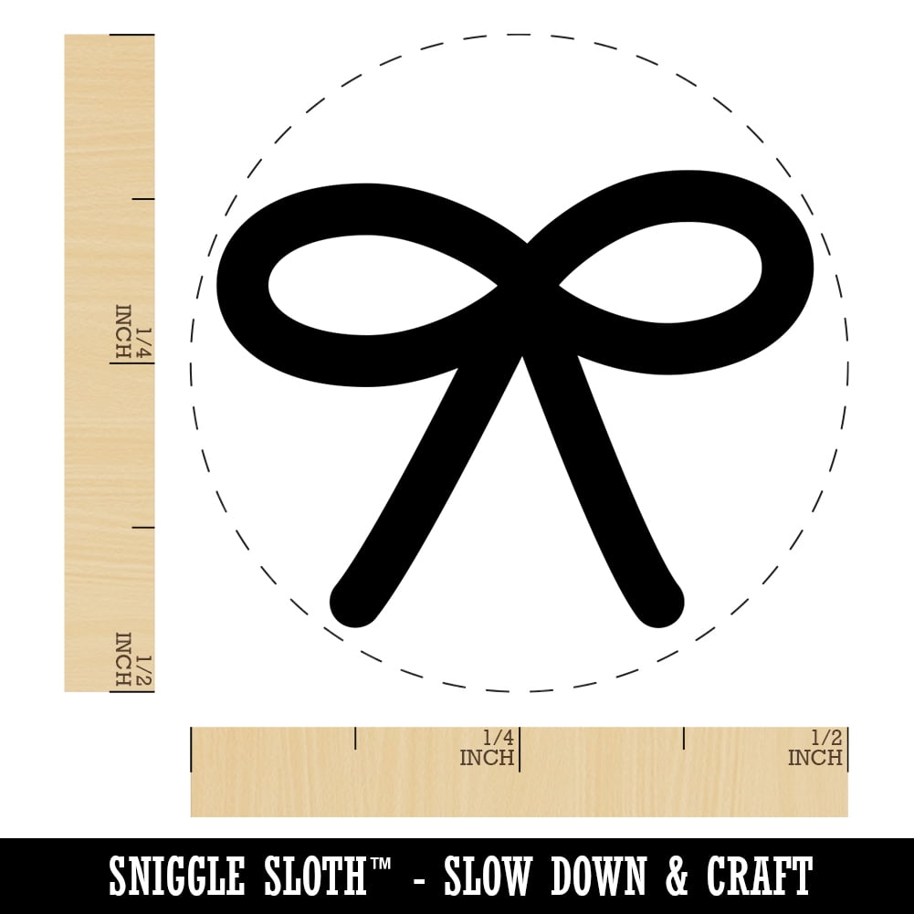 Cute Bow Ribbon Self-Inking Rubber Stamp Ink Stamper - Brown Ink - Mini 1/2 Inch