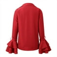 thumbnail image 5 of Womens Button Down Shirt Long Sleeve Dress Shirts Solid Work Blouse with Ruffle and Tie Detail Red L, 5 of 5