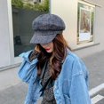 thumbnail image 3 of YooGuoGuo Thick Plaid Woolen Newsboy Cap Vintage Casual Visor Berets 8 Panel Paperboy Hats for Women Ladies, 3 of 3