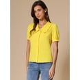 thumbnail image 2 of DARING DIVA Women's Peter Pan Collar Puff Short Sleeve Retro Blouse S Yellow, 2 of 6