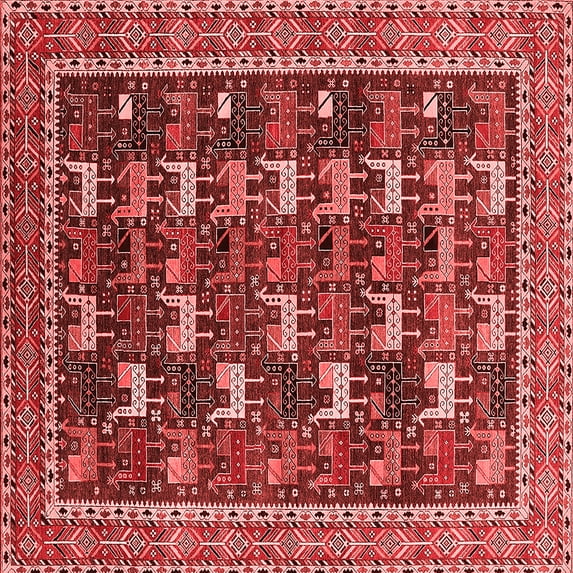 Ahgly Company Indoor Square Oriental Red Industrial Area Rugs, 3' Square