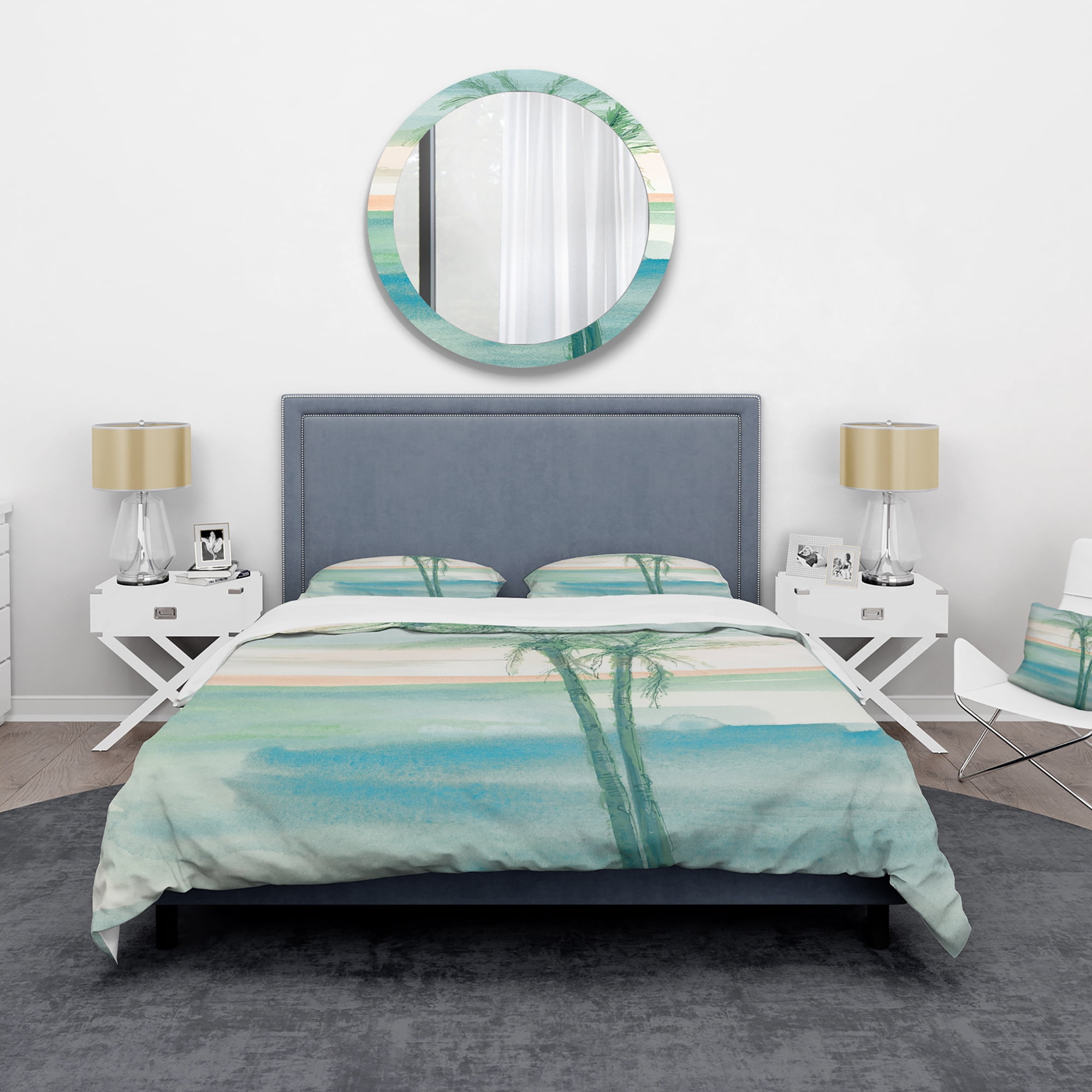 Designart 'Peaceful Dusk II Tropical' Coastal Duvet Cover Set