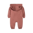 thumbnail image 4 of ZyeKqe Newborn Rompers Full Zipper Hooded Long Sleeve Cotton Casual Comfy Fall Winter Warm Loungewear Jumpsuits for Toddlers(6-9 Months,Red), 4 of 9
